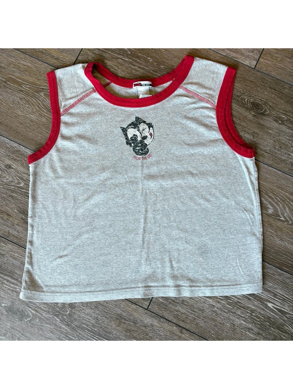 Vintage Felix the Cat Red Trim Graphic Tank Top XXL 100% Cotton